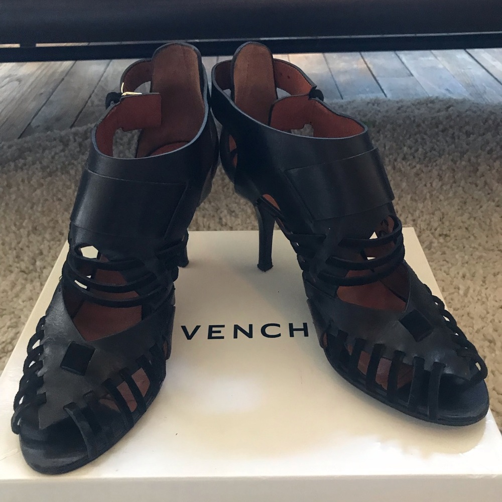 Givenchy Black leather strappy heels